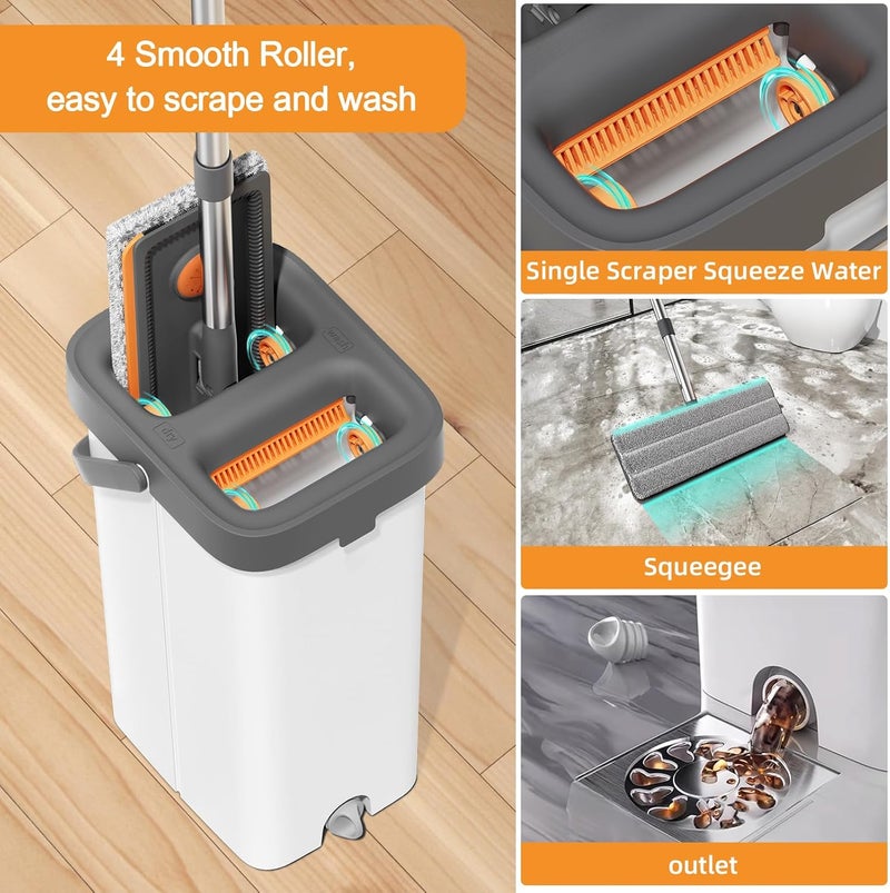 MOPALL Mop and Bucket with Wringer Set for Home, Hands-Free Flat Mop and Bucket Set for Floor Cleaning and Window Wall Cleaner, Wet and Dry Mop with 61" Long Handle and 3 Microfiber Pads - Image 5